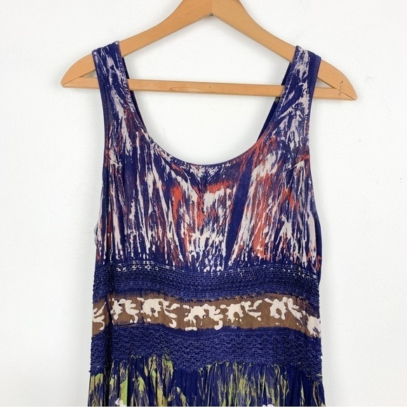 Himalayan Arts Wear by Yeshi Tie Dye Boho Mixed Media Midi Dress Sz XL - Picture 3 of 8